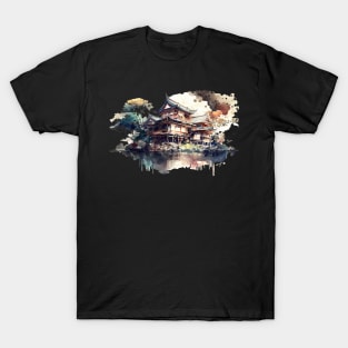 Japanese Architecture In Watercolor T-Shirt